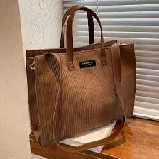 Brown Corduroy Tote Bag / Crossbody Shoulder Bag (Vintage Style)