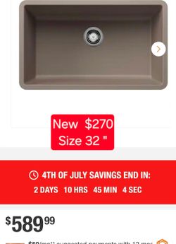 ✨️ Blanco PRECIS Undermount Granite Composite 32 in. Single Bowl Kitchen Sink in Truffle w9780
