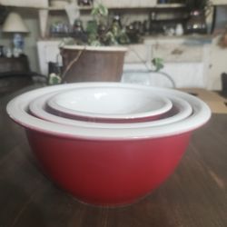 Set Of 3 Corell Stoneware Mixing Bowls