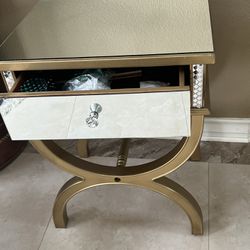 Mirrored Side Table With Drawer