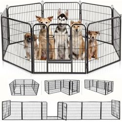 Dog Pen Extra Large Indoor Outdoor Dog Fence Playpen Heavy Duty 8 Panels 32 inches, Metal
