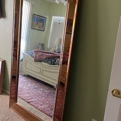 Large Glass Beveled Frame Mirror 