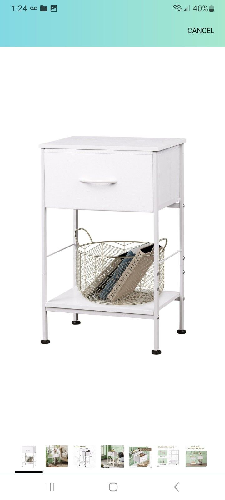 WLIVE White Nightstand, Night Stand with Fabric Storage Drawer and Open Wood Shelf, Small End Side Table, Bedside Table for Bedroom, Dorm, Easy Assemb