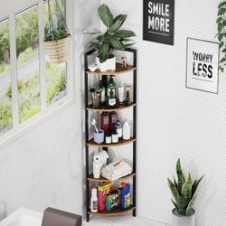 SpringSun Oapety 5-Tier Corner Wood Shelf, Bookshelf, Display Rack Multipurpose, and Plant Stand for Living Room and Office(Brown) 99