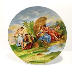 Antique 1900’s Empire Work England Hand Painted Decorative Wall Plate 11” Signed