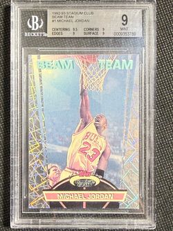 1992-93 Topps Stadium Club MICHAEL JORDAN #1 Beam Team BGS 9 Mint! Chicago Bulls