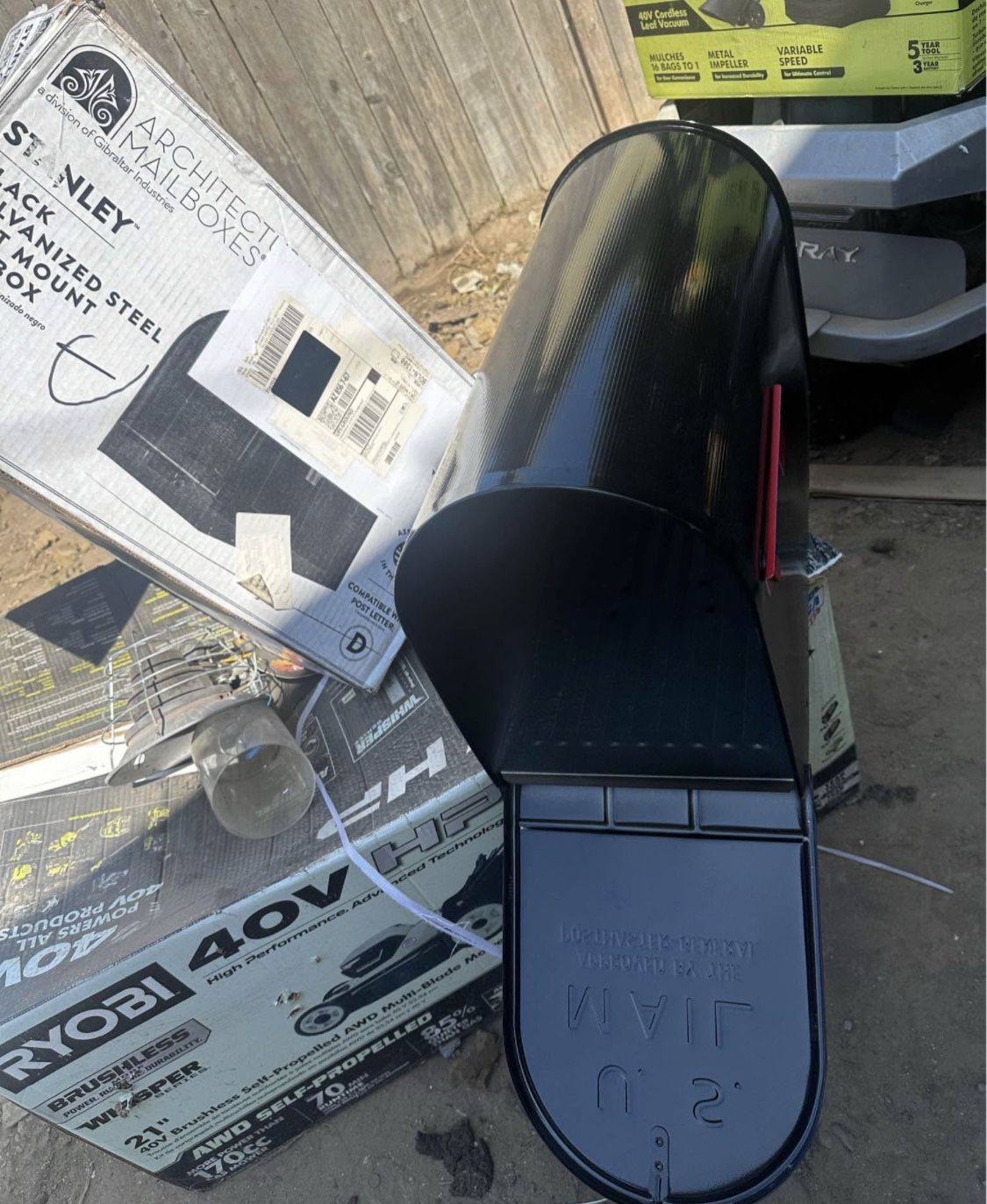 Architectural Mailboxes Stanley Black, Extra Large, Steel, Post Mount Mailbox