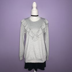 NEW Boutique Grey Ruffled Pullover