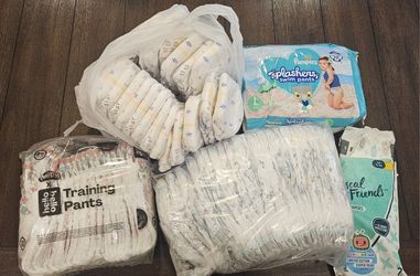 Lot of 92 Baby Toddler Diapers, Swim, Training