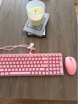 Pink Glorious Gaming Keyboard and Razer Mouse