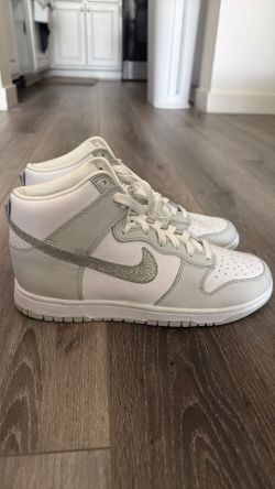 Nike Dunk High Silver Glitter Swoosh (women size 10)