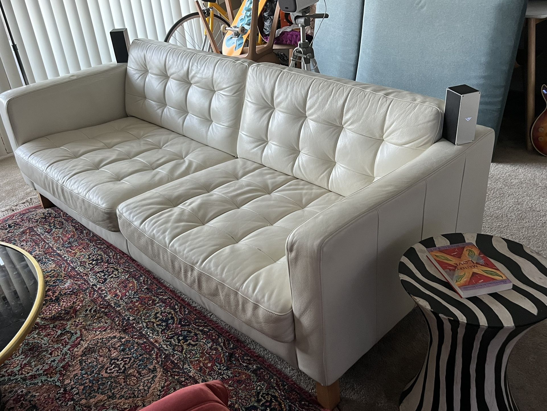 IKEA White Leather Couch Vintage
