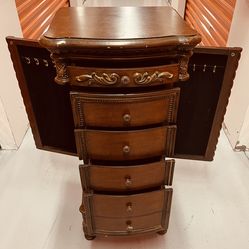 One Of A Kind Jewelry Armoire Antique Wooden Case Flip Open On Two Sides