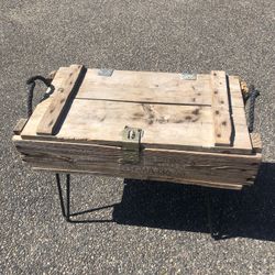 Vintage Ammunition Crate Table With Hairpin Legs