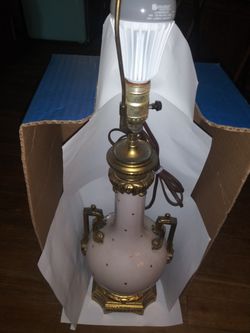 29 x 7 antique pink glass brass handles brass bottom bottom lamp