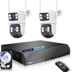 【2-Way Audio & Auto Tracking】 Security Cameras Wireless Outdoor, Wireless Cameras for Home Security, Home Video Security Cameras System，Surveillance D
