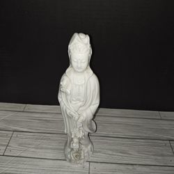 12" China DeHua Porcelain Dripping Water Kwan-yin GuanYin Buddha Dragon Statue
