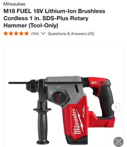 Milwaukee M18 1” SDS Plus Rotary Hammer Tool Only $270