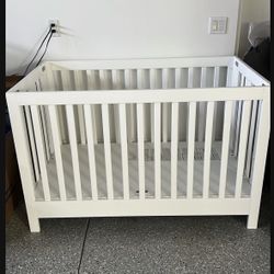 White Baby Crib + Toddler Conversion Bed  