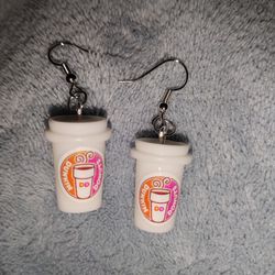 Dunkin Donuts Earrings NEW Coffee Cup Charm Earrings 