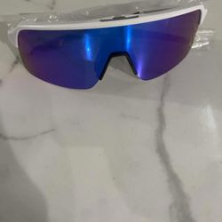 Oakley Sutro Sunglasses - White Frame Sapphire Blue Lens
