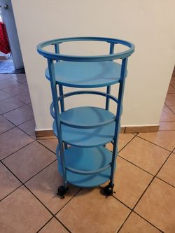 Blue 3-Tier Rolling Storage Cart with Wheels