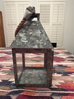 LARGE GALVANIZED FARM-STYLE LANTERN