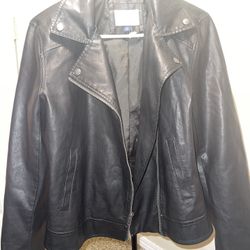 Medium Universal Black Thread Leather Jacket 