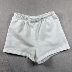 Aritzia TNA White Cozy Fleece Boyfriend Shorts Women’s Size Small #3547