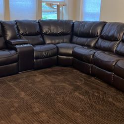 Gel Leather Reclining LED sofa