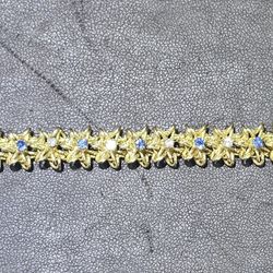 14kt YG Diamond/Sapphire Bracelet. (C-6) SIZE 7. ASK FOR RYAN. #10(contact info removed)