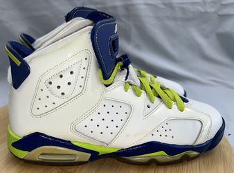 AIR JORDAN 2014 RETRO “SEAHAWKS” WHITE/FIERCE-GREEN/BLUE (GS) 5.5Y Or Size 7 Women[543390-108]