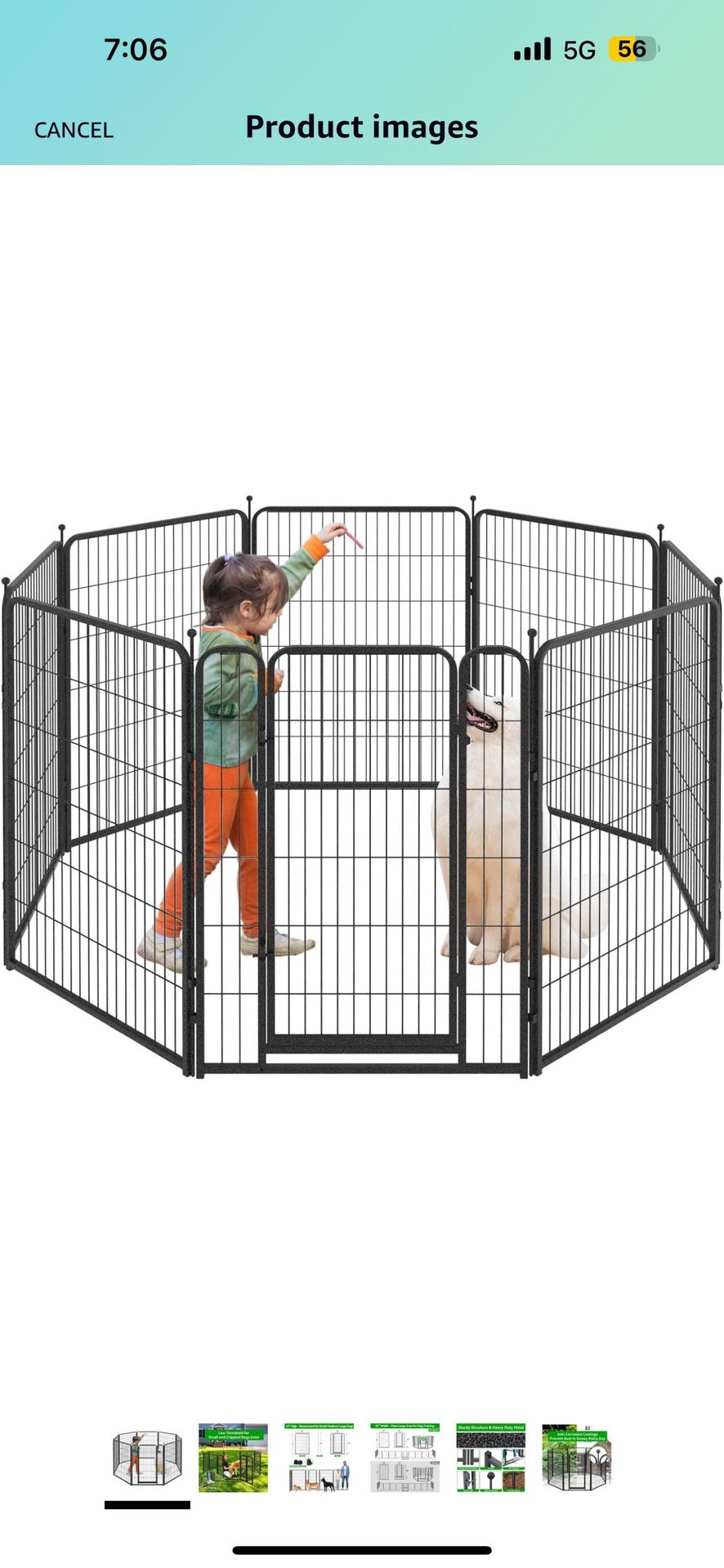 Kfvigoho Dog Playpen Outdoor 8 Panels Heavy Duty Dog Pen 47" Height Puppy Playpen Indoor Anti-Rust Exercise Fence with Doors for Large/Medium/Small Pe