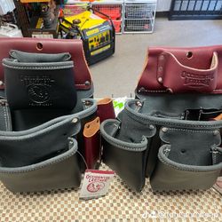 Occidental leather 3 POUCH PRO TOOL BAG WITH TAPE HOLDER & 3 POUCH PRO FASTENER BAG.   $284 ( Two bags only )