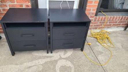 Pair of Black Nightstands with 2 Drawers