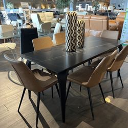 Brown/Black Steel 7PC Dining Room Set