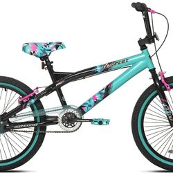 20" Kent Tempest BMX Bicycle, Fits Riders 4'2" - 5', Black/Aqua, Child, Unisex