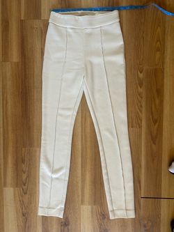 H&M Cream High-Waist Slim Fit Pants XS