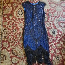 Gorgeous NWOT Beaded / Fringe Art Deco/ Flapper Style Midi Cocktail Dress