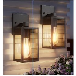 Outdoor Light Fixtures Wall Mount, Waterproof Front Porch Lights, Modern Exterior Lighting Fixtures with E26 Socket, Black Wall Sconces Lantern Lamp, 