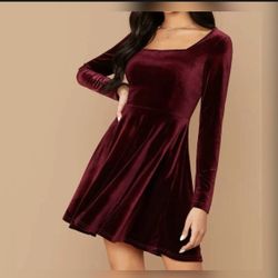 Burgundy Velvet Dress
