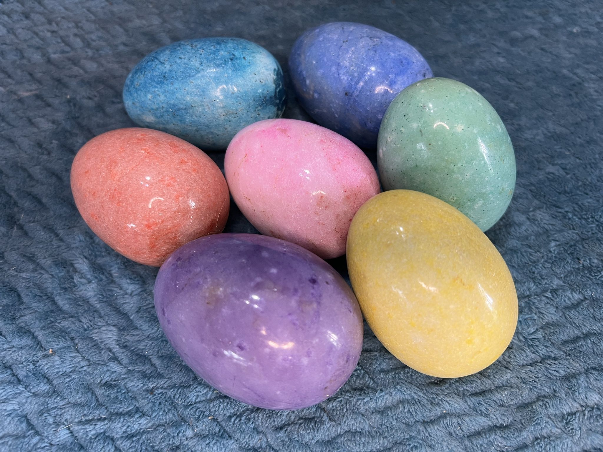 Alabaster Eggs (7) With Easter Basket