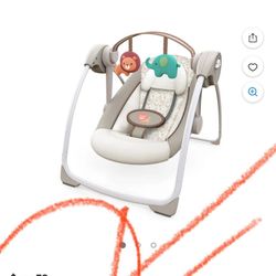 Mecedora Para Bebés Ingenuity Soothe 'n Delight Compact Portable 6-Speed Plush Baby Swing with Music, Folds Easy, 0-9 Months 6-20 lbs (Cozy Kingdom) D