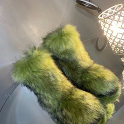 Olive Faux Fur Custom Boots Sizes 10, 10.5, 11 Message True Size & Order 