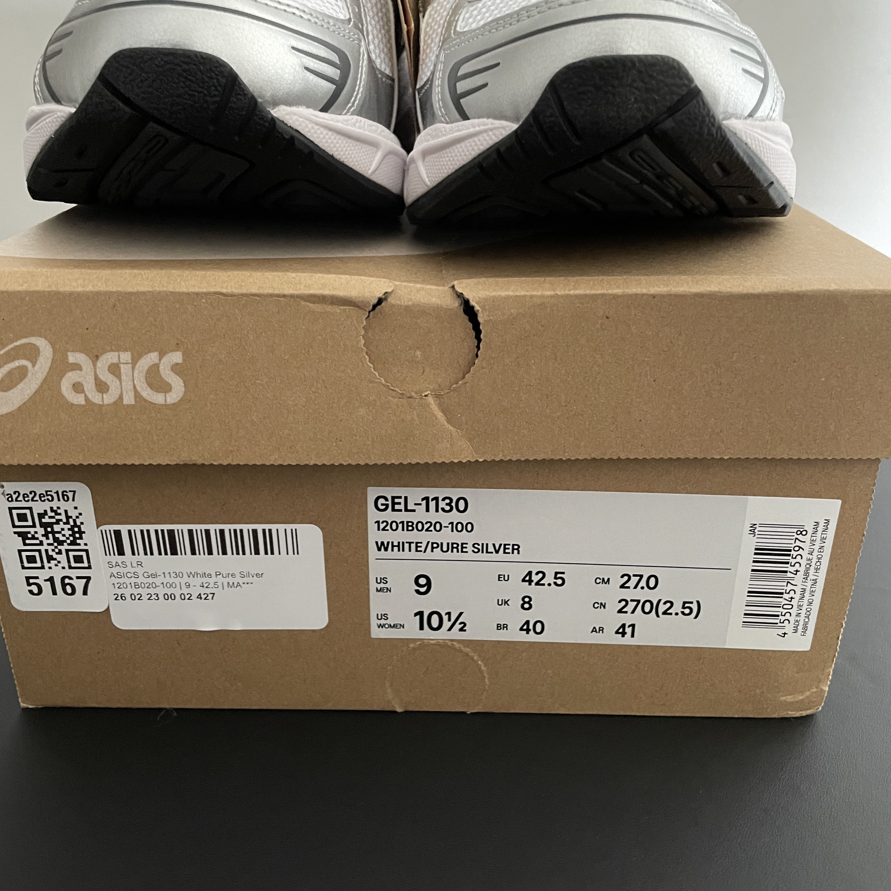 ASICS GEL-1130 White Pure Silver – Size 9 Men / 10.5 Women – New w/ Box