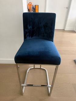 Navy Blue Velvet Counter/Bar Stool  x4