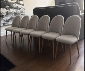 Round Dining Set - Table + 6 Upholstered Chairs