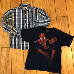 Boys 10/12 Plaid Shirt & Spider-man Tee