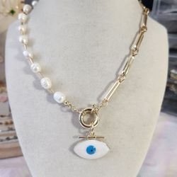 New Gold Plated Evile Eye Statement Necklace