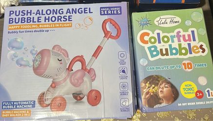 Push-Along Angel Bubble Horse & Lulu Home Colorful Bubbles Set
